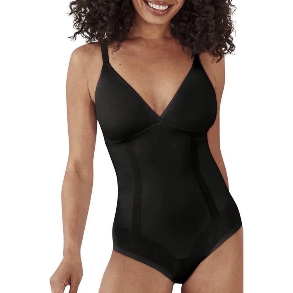 BALI $70 Bodysuit Cool Comfort Shapewear Firm Control‎ Wirefree Black DFS105